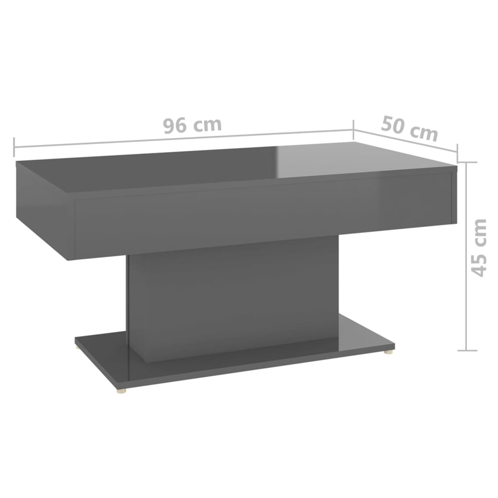Berkfield Coffee Table High Gloss Grey 96x50x45 cm Engineered Wood