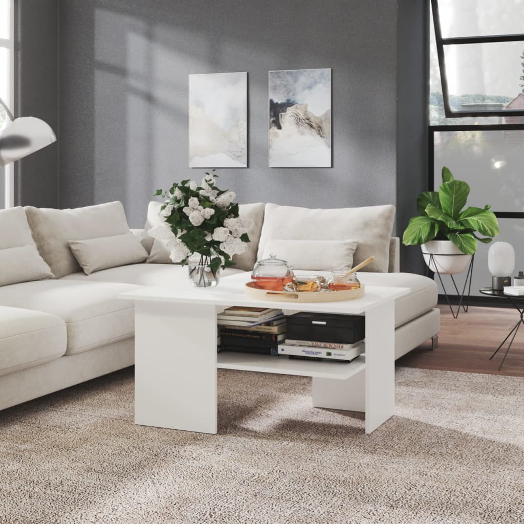 Berkfield Coffee Table White 90x60x46.5 cm Engineered Wood