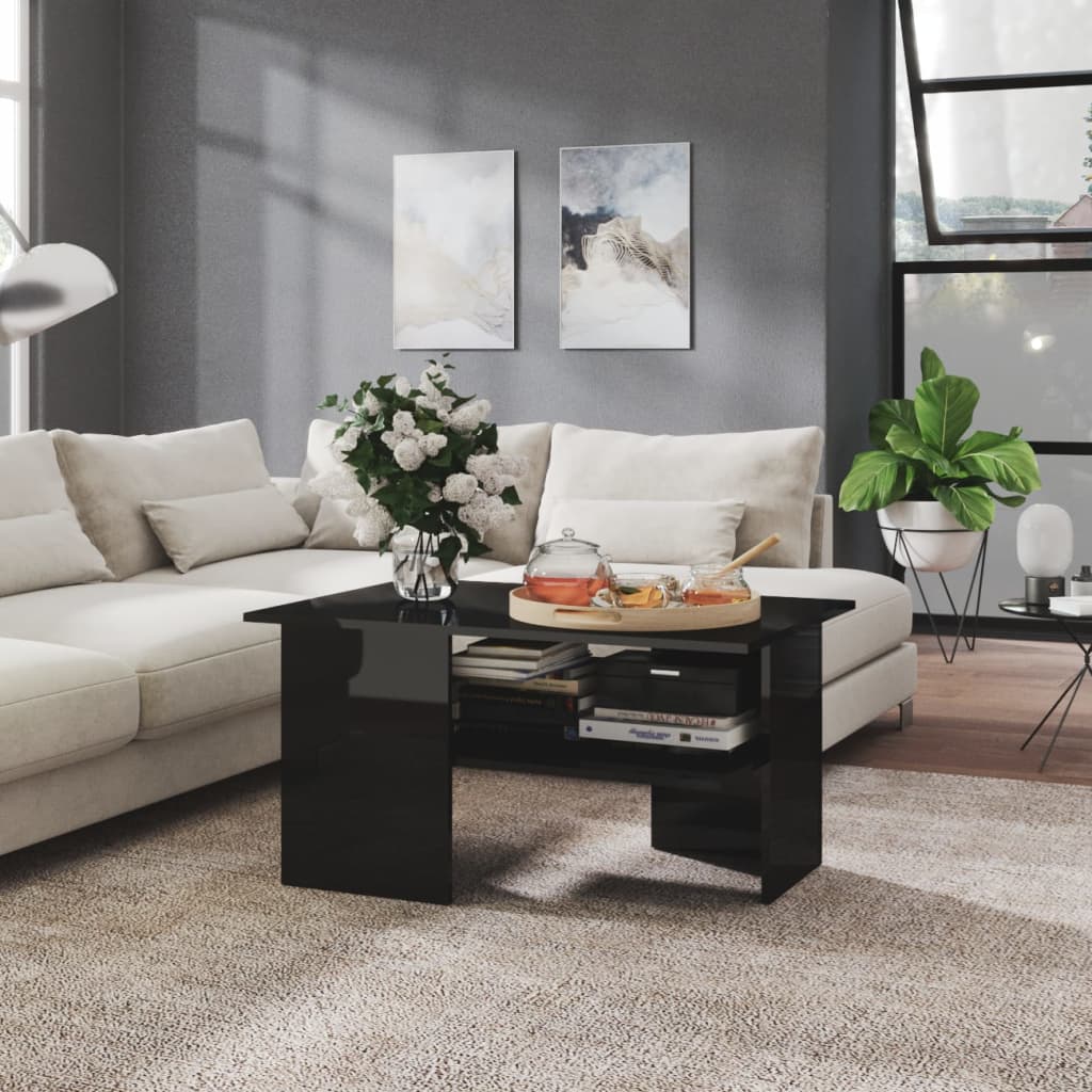 Berkfield Coffee Table High Gloss Black 90x60x46.5 cm Engineered Wood