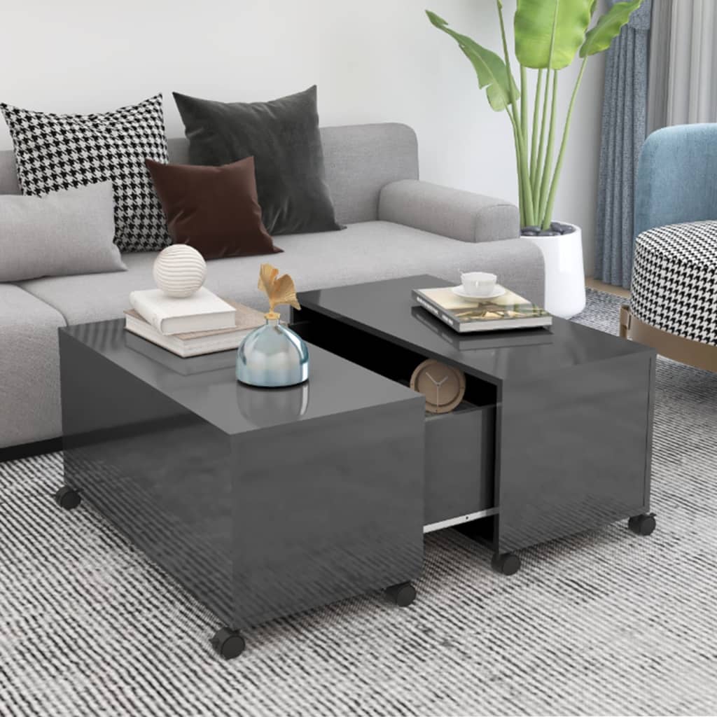 Berkfield Coffee Table High Gloss Grey 75x75x38 cm Engineered Wood