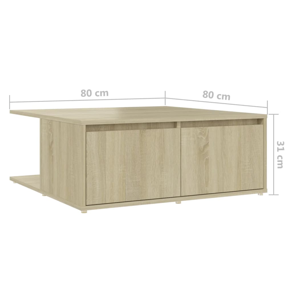 Berkfield Coffee Table Sonoma Oak 80x80x31 cm Engineered Wood
