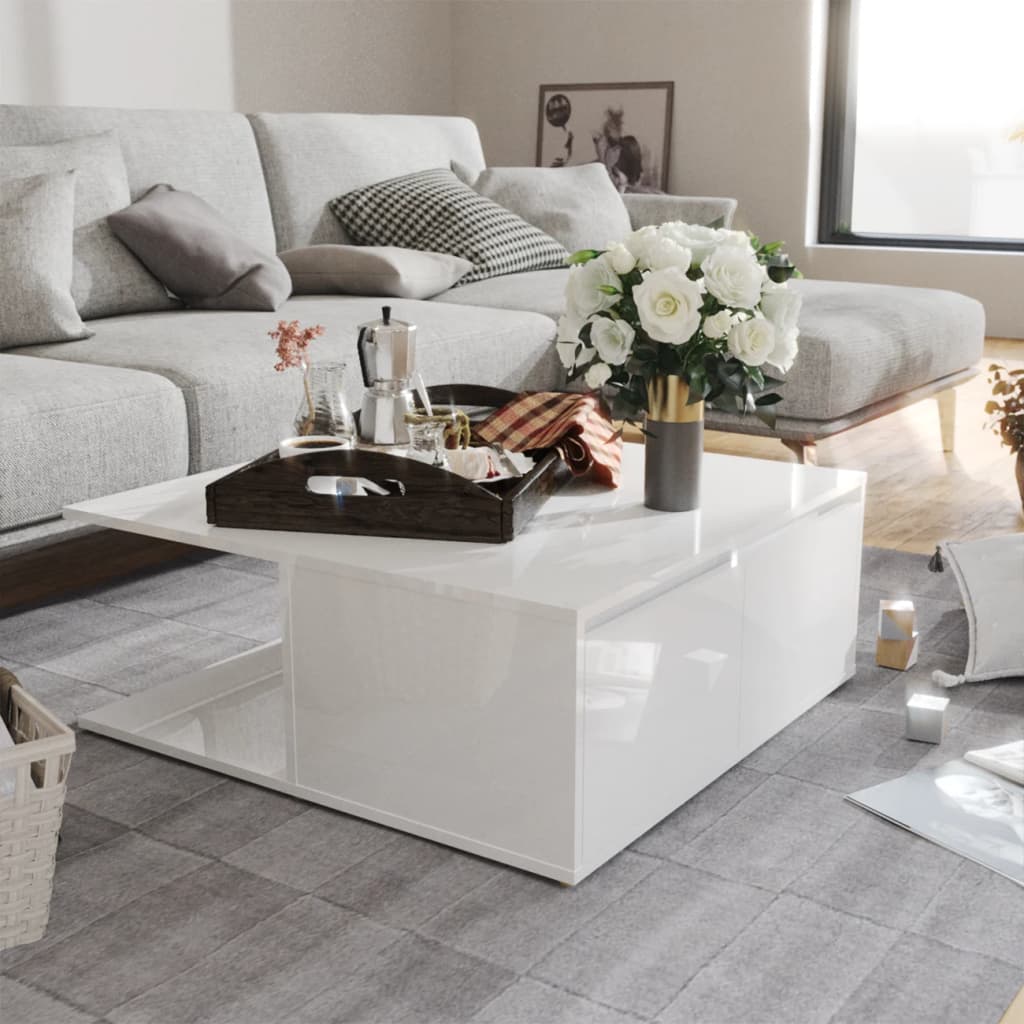 Berkfield Coffee Table High Gloss White 80x80x31 cm Engineered Wood