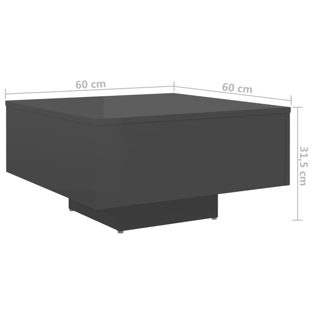 Berkfield Coffee Table High Gloss Grey 60x60x31.5 cm Engineered Wood