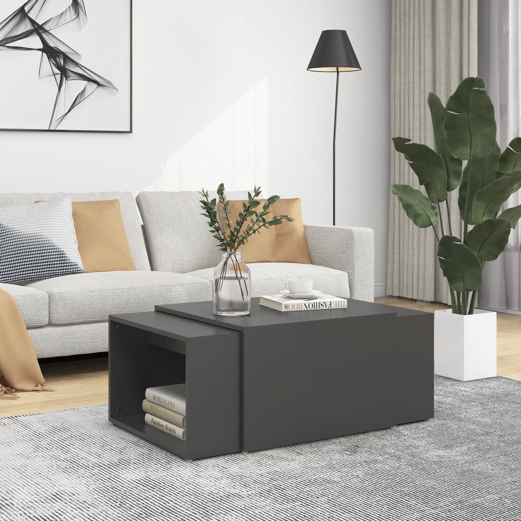 Berkfield 3 Piece Nesting Coffee Table Set Grey 60x60x38 cm Engineered Wood