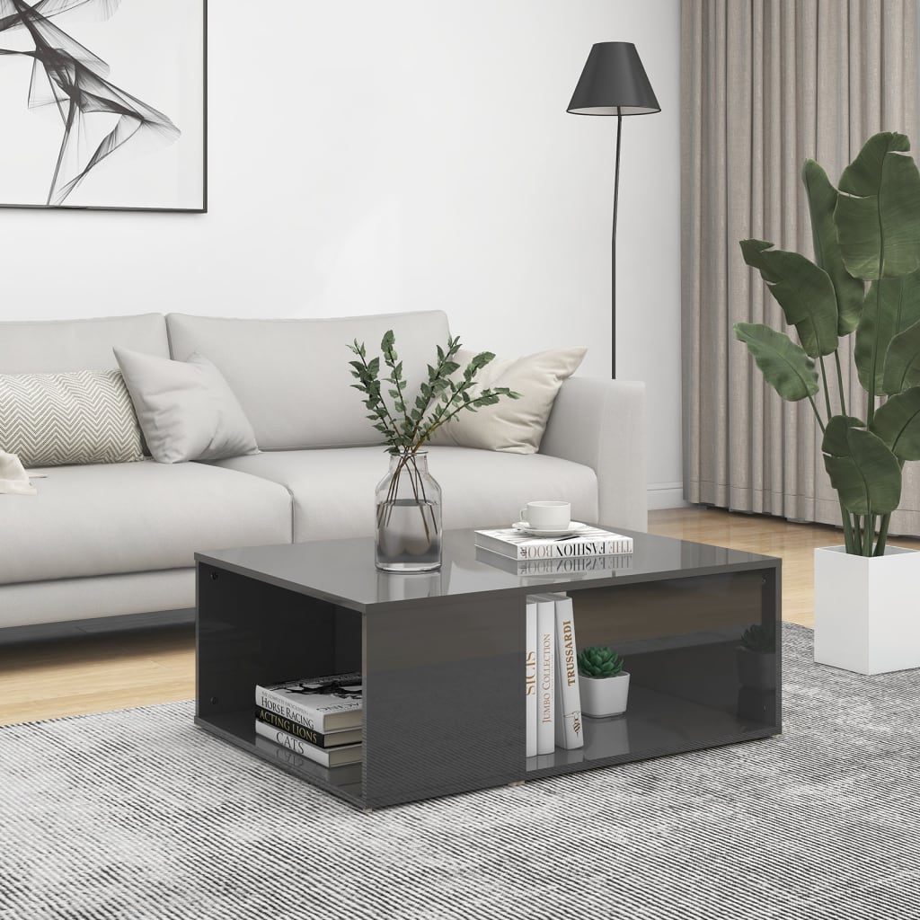 Berkfield Coffee Table High Gloss Grey 90x67x33 cm Engineered Wood