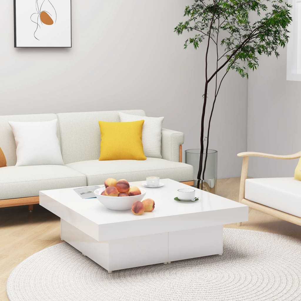 Berkfield Coffee Table High Gloss White 90x90x28 cm Engineered Wood