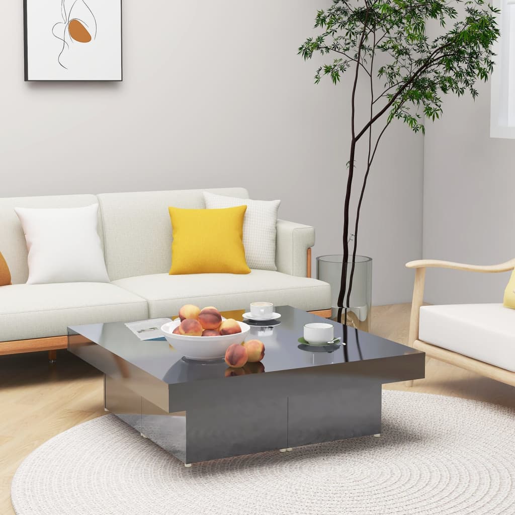 Berkfield Coffee Table High Gloss Grey 90x90x28 cm Engineered Wood