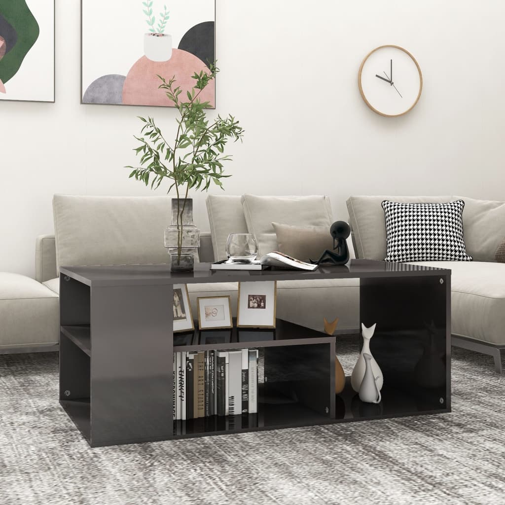 Berkfield Coffee Table High Gloss Grey 100x50x40 cm Engineered Wood