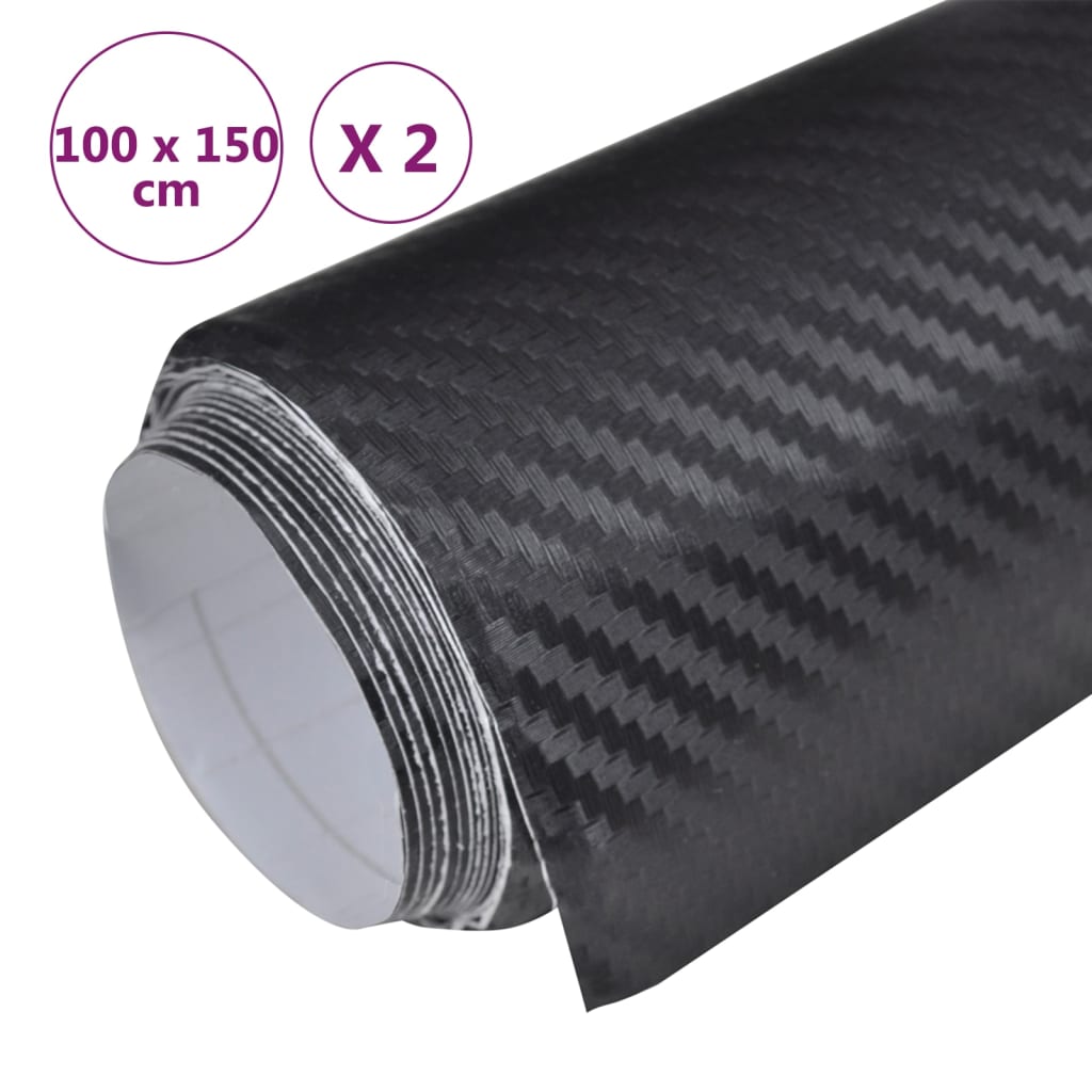 Berkfield Car Films 2 pcs 3D Black 100x150 cm