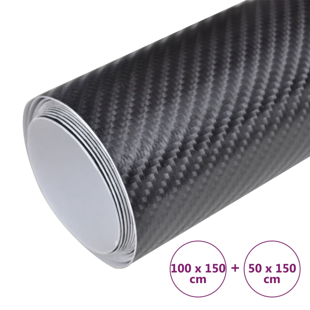 Berkfield Car Films 2 pcs 4D Black 100x150 cm+50x150 cm