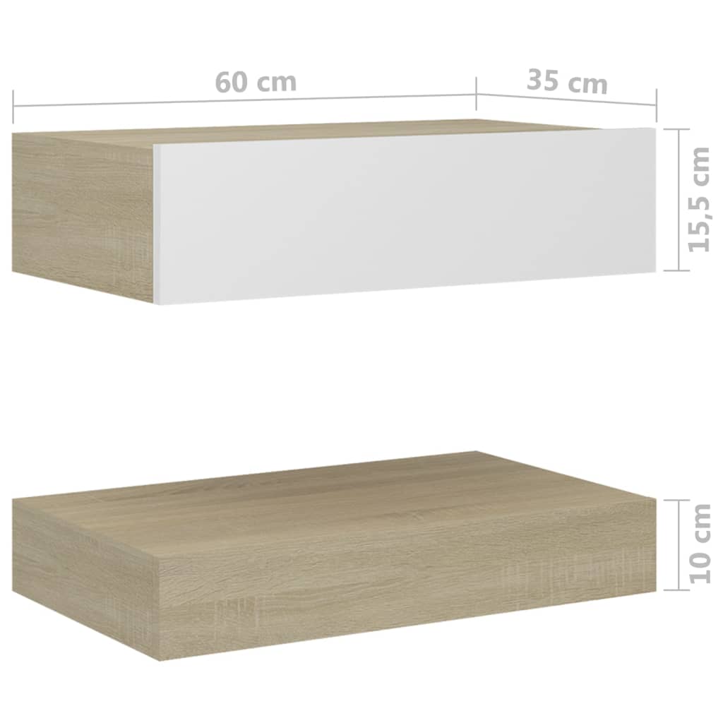 Berkfield Bedside Cabinet White and Sonoma Oak 60x35 cm Engineered Wood
