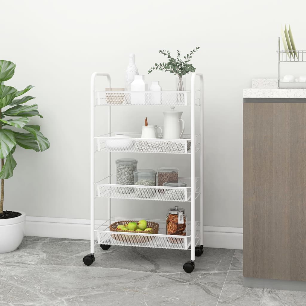 Berkfield 4-Tier Kitchen Trolley White 46x26x85 cm Iron