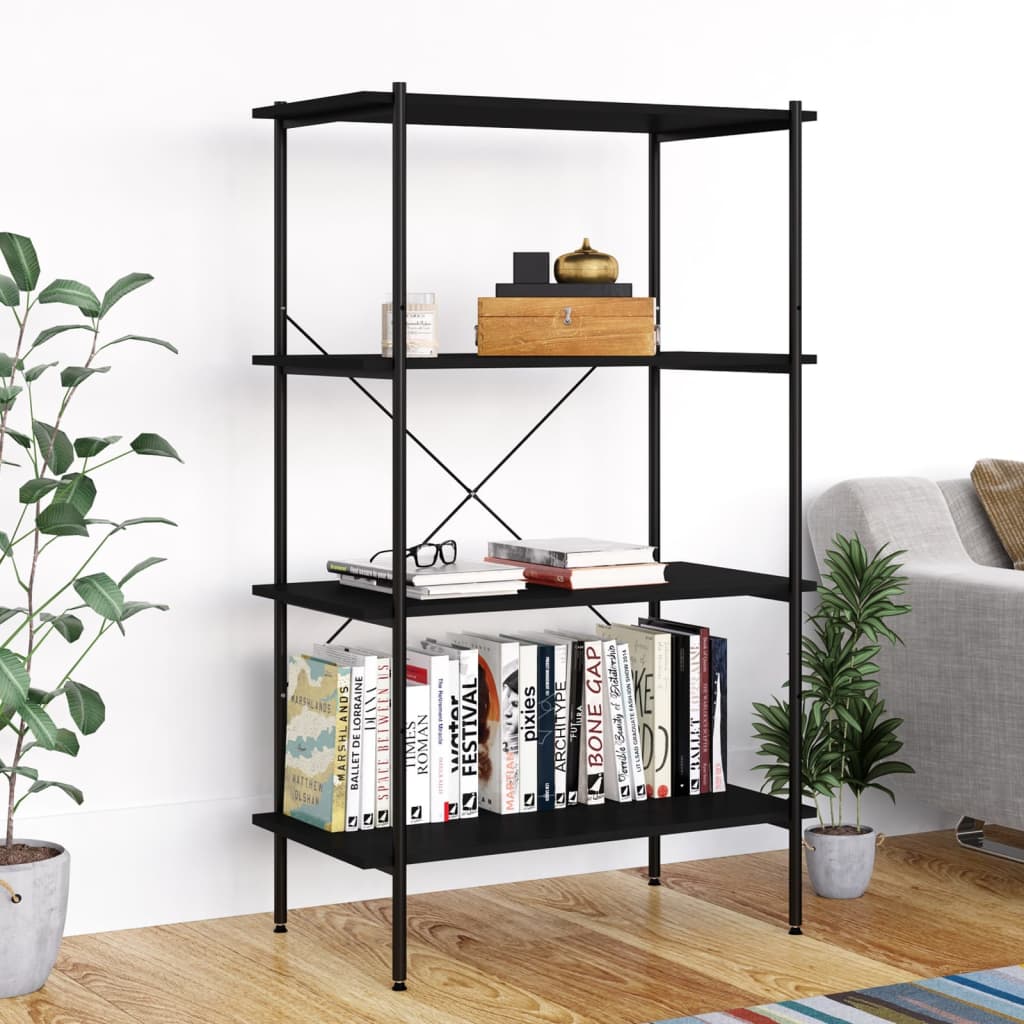 Berkfield 4-Tier Shelving Unit Black 80x40x130 cm