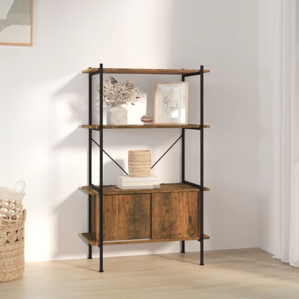Berkfield 4-Tier Shelving Unit with Cabinet 80x40x130 cm Steel and Engineered Wood