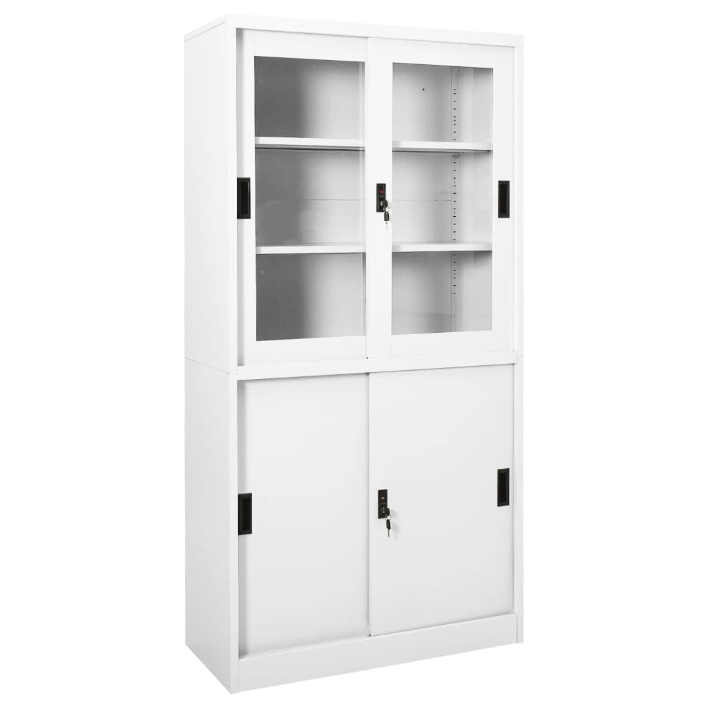 Berkfield Office Cabinet with Sliding Door White 90x40x180 cm Steel