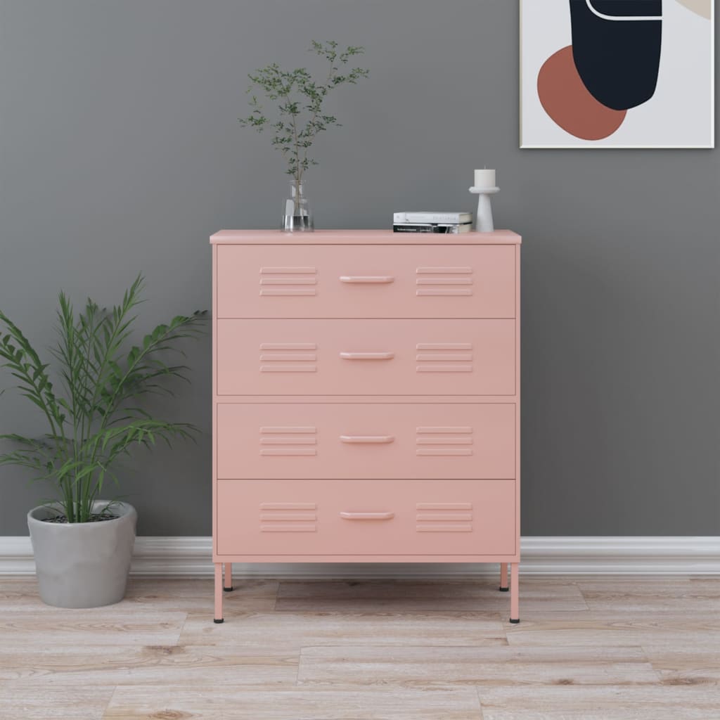 Berkfield Chest of Drawers Pink 80x35x101.5 cm Steel