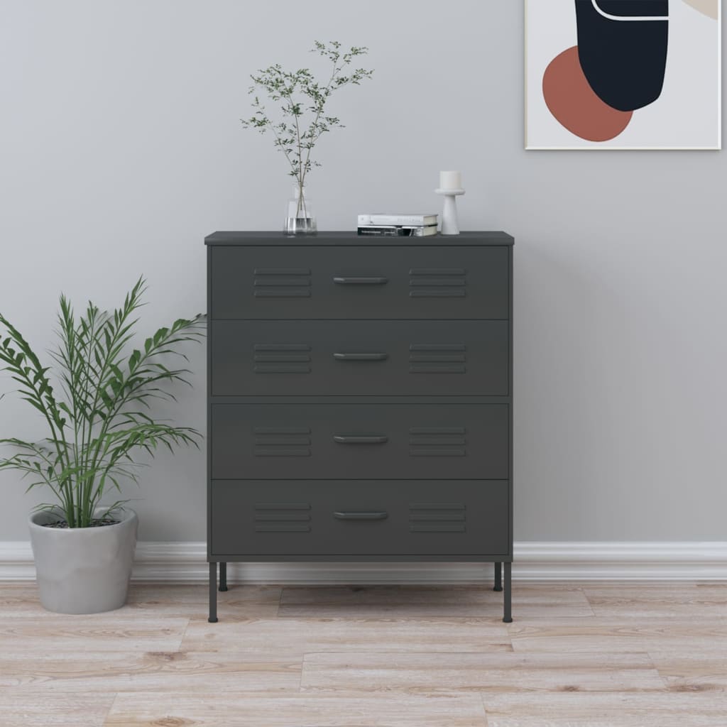 Berkfield Chest of Drawers Anthracite 80x35x101.5 cm Steel