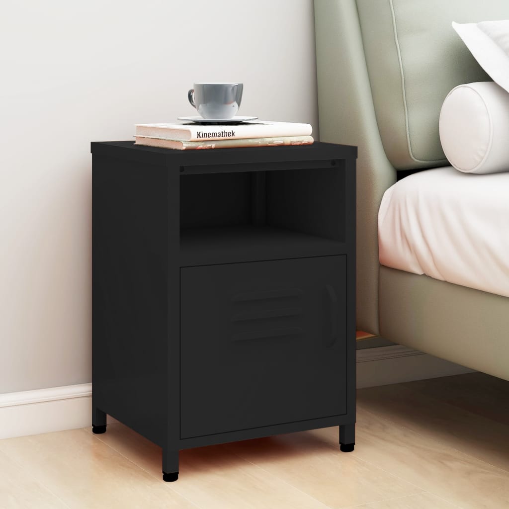 Berkfield Nightstand Black 35x35x51 cm Steel