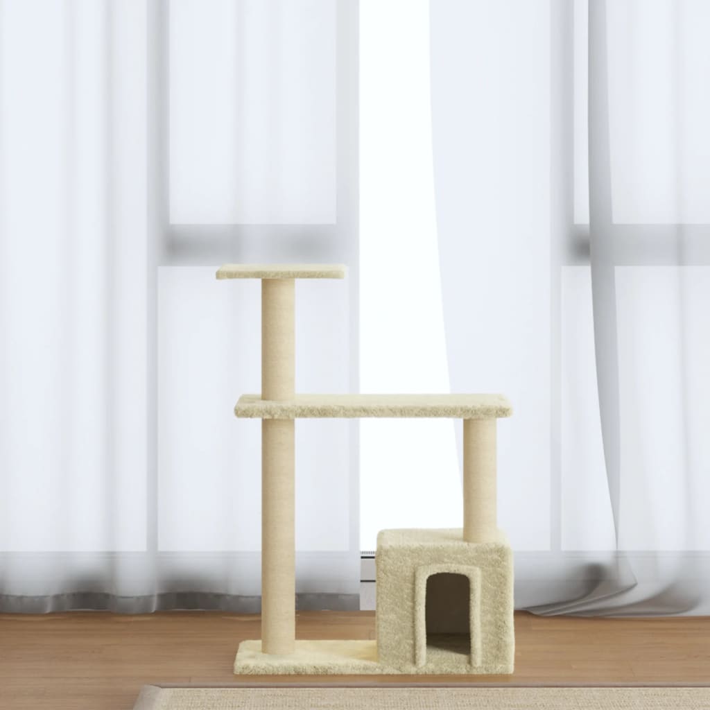 Berkfield Cat Tree with Sisal Scratching Posts Cream 70 cm