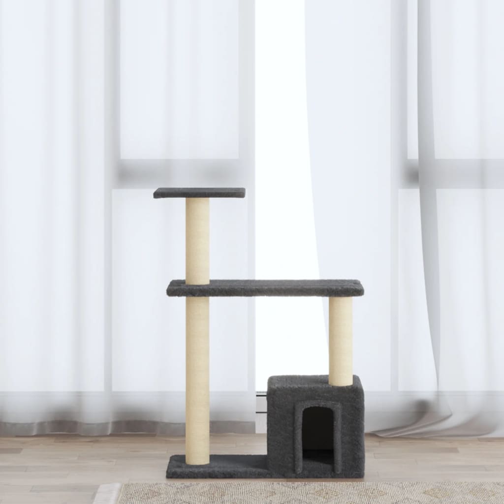 Berkfield Cat Tree with Sisal Scratching Posts Dark Grey 70 cm