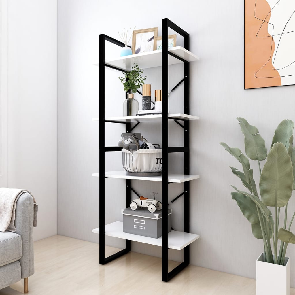 Berkfield 4-Tier Book Cabinet White 60x30x140 cm Engineered Wood