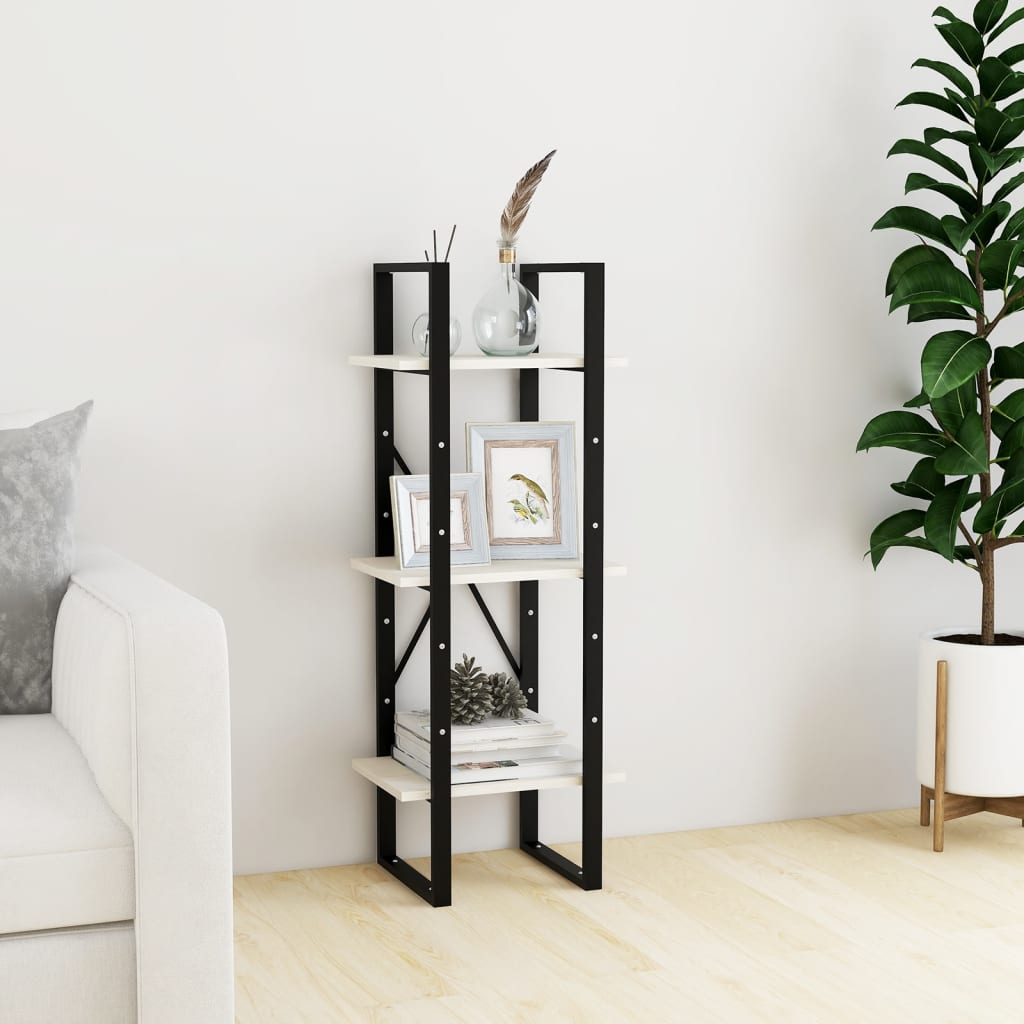 Berkfield 3-Tier Book Cabinet White 40x30x105 cm Solid Pinewood