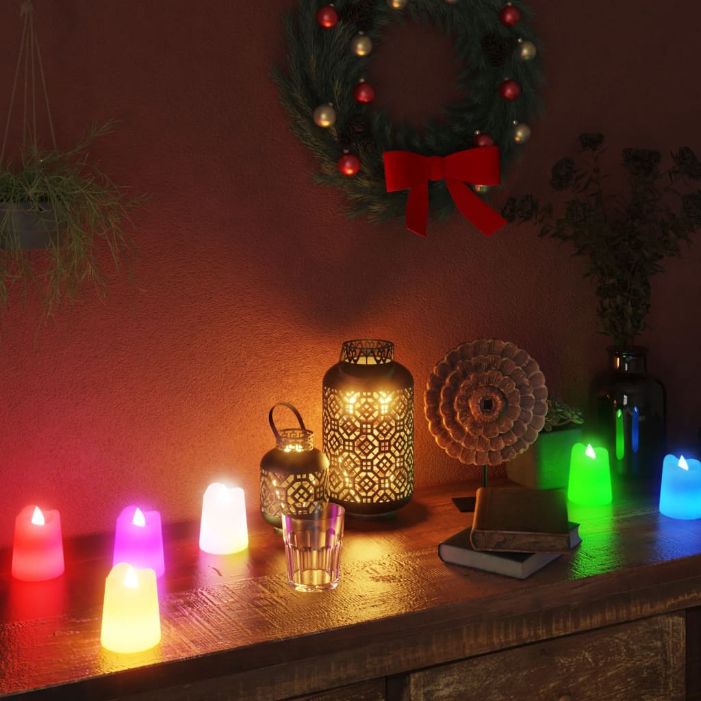 Berkfield Flameless Electric Tea Lights LED Candles 12 pcs Colourful