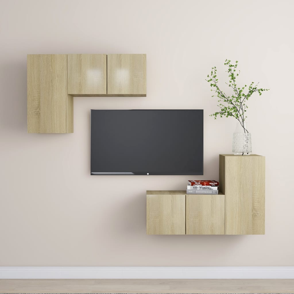 Berkfield 4 Piece TV Cabinet Set Sonoma Oak Engineered Wood