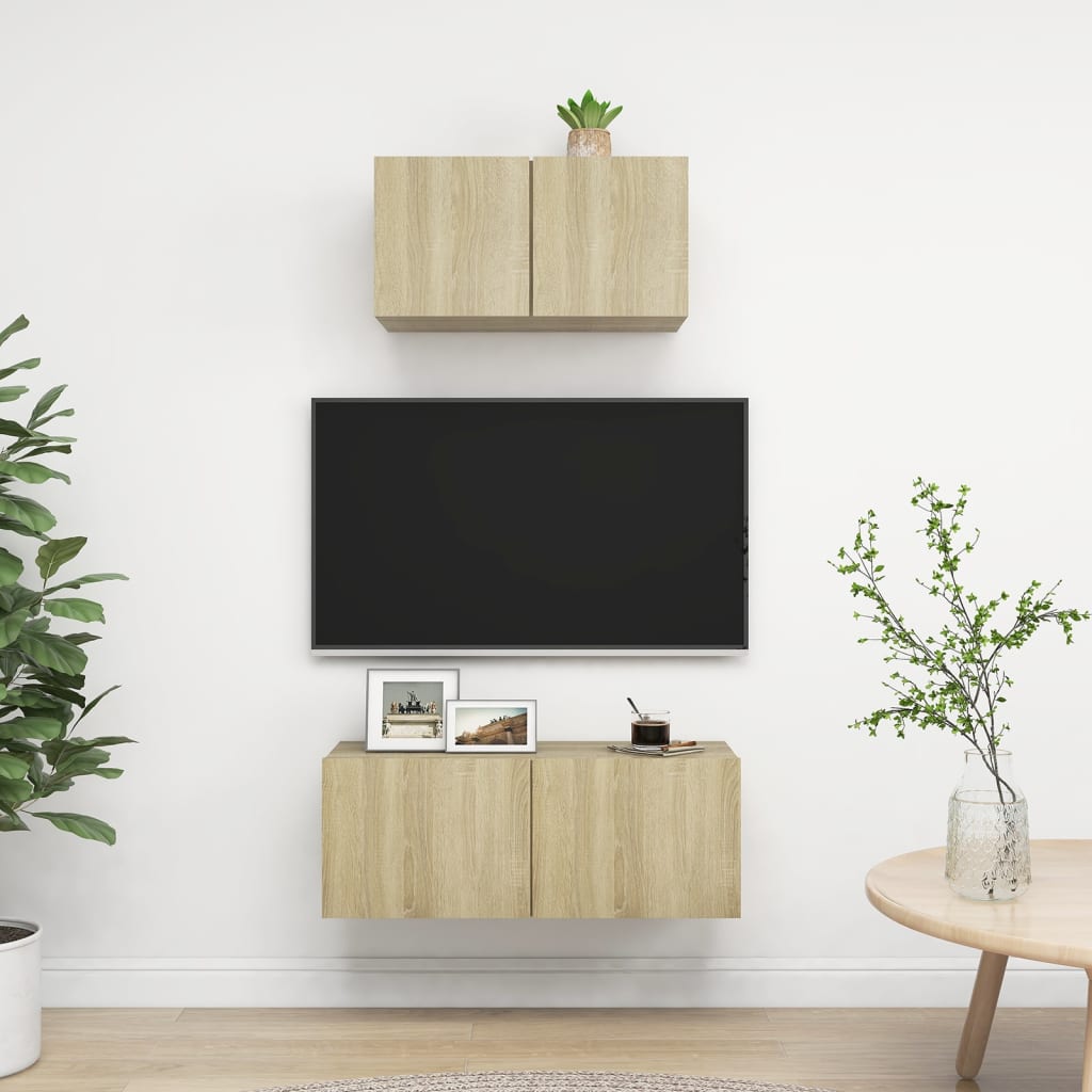 Berkfield 2 Piece TV Cabinet Set Sonoma Oak Engineered Wood