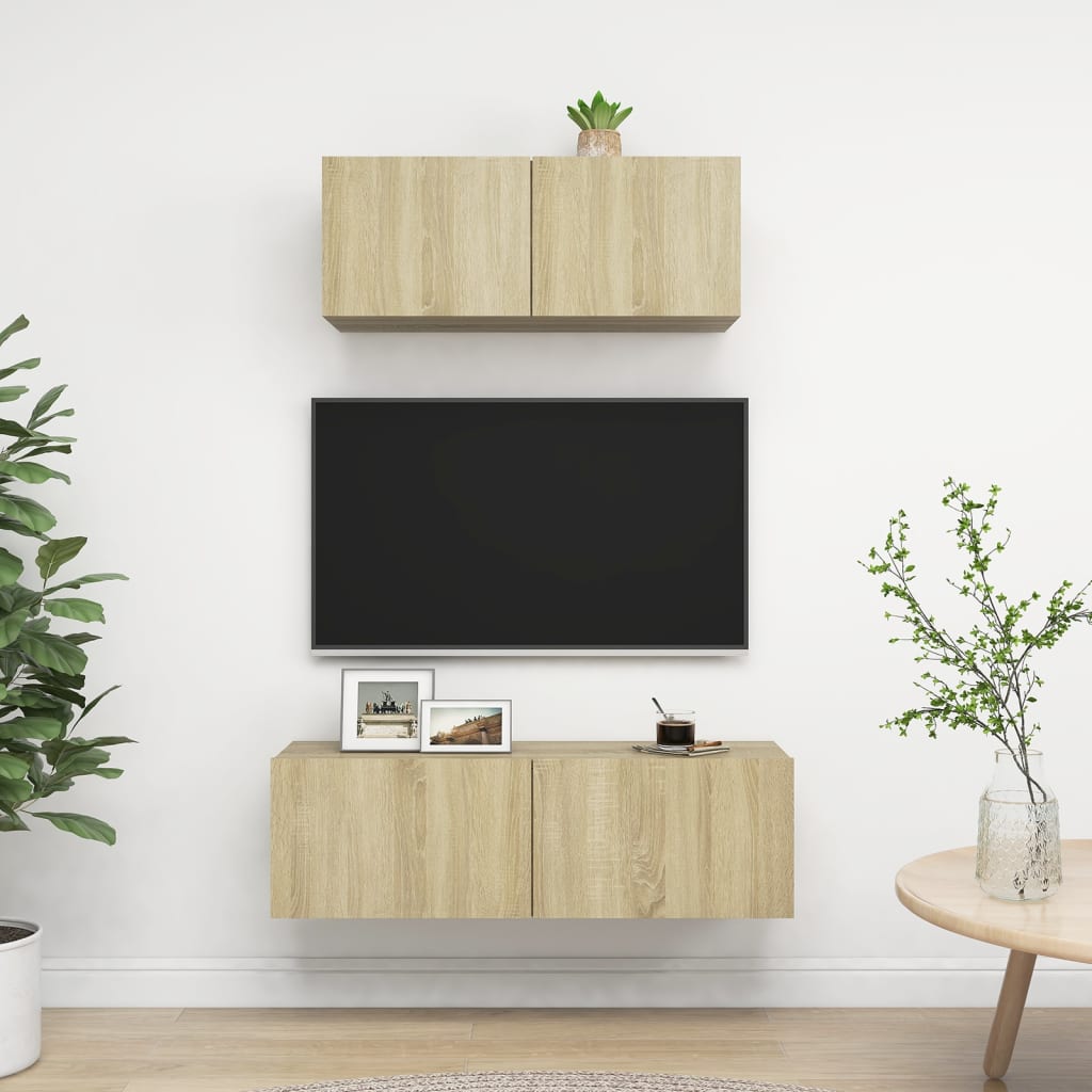 Berkfield 2 Piece TV Cabinet Set Sonoma Oak Engineered Wood