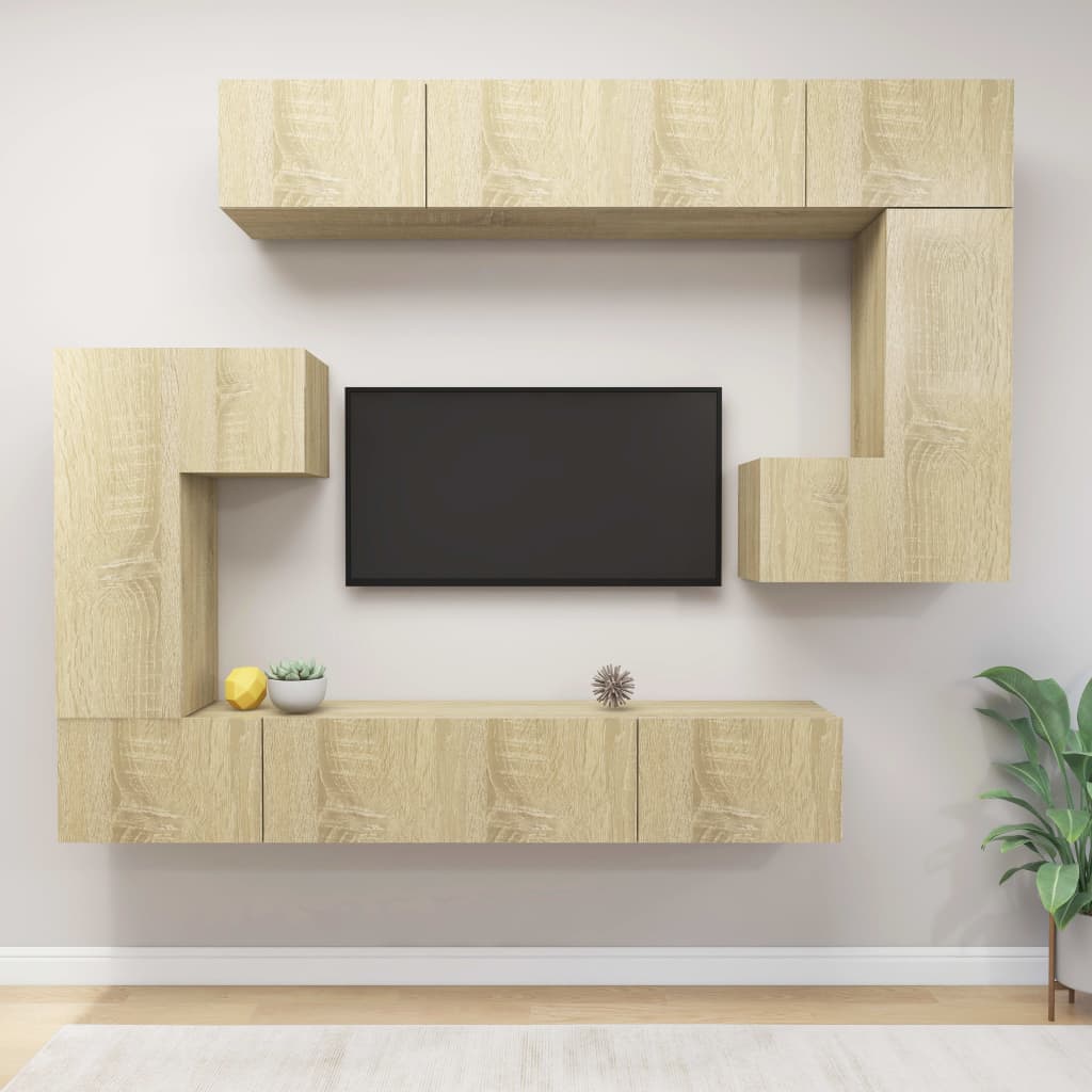 Berkfield 8 Piece TV Cabinet Set Sonoma Oak Engineered Wood