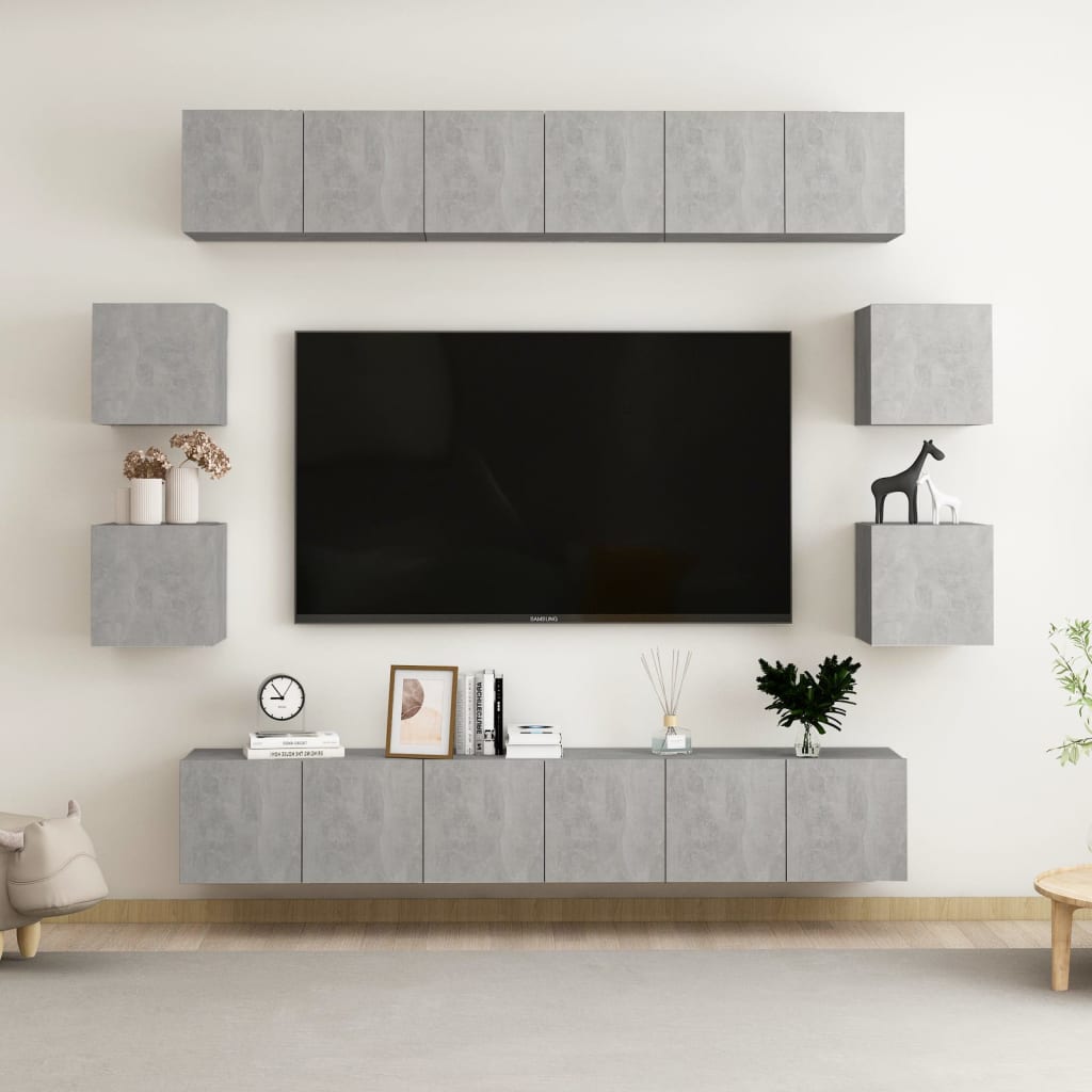 Berkfield 10 Piece TV Cabinet Set Concrete Grey Engineered Wood