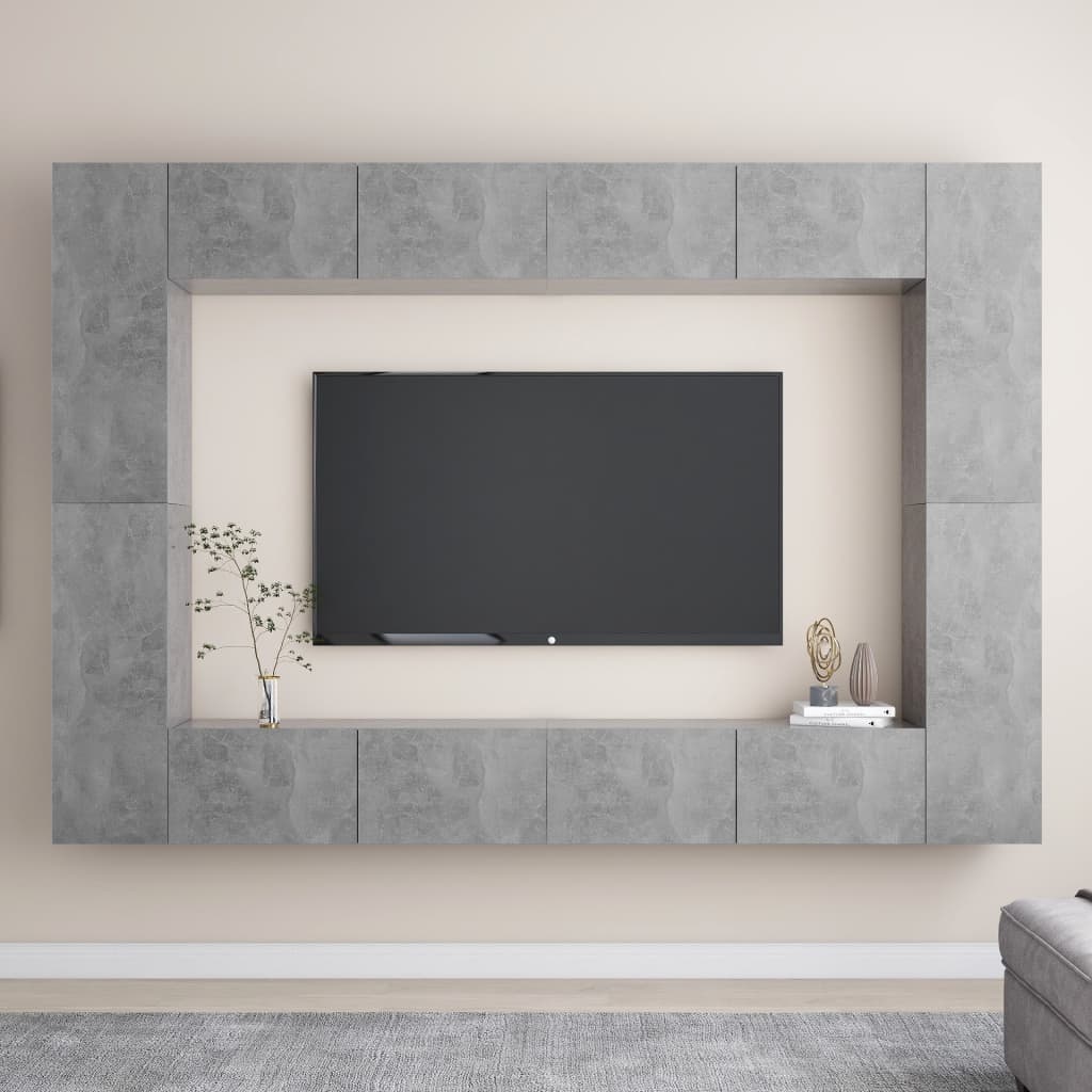 Berkfield 8 Piece TV Cabinet Set Concrete Grey Engineered Wood