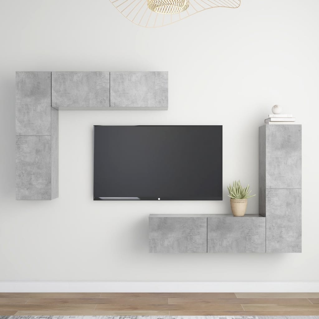 Berkfield 4 Piece TV Cabinet Set Concrete Grey Engineered Wood