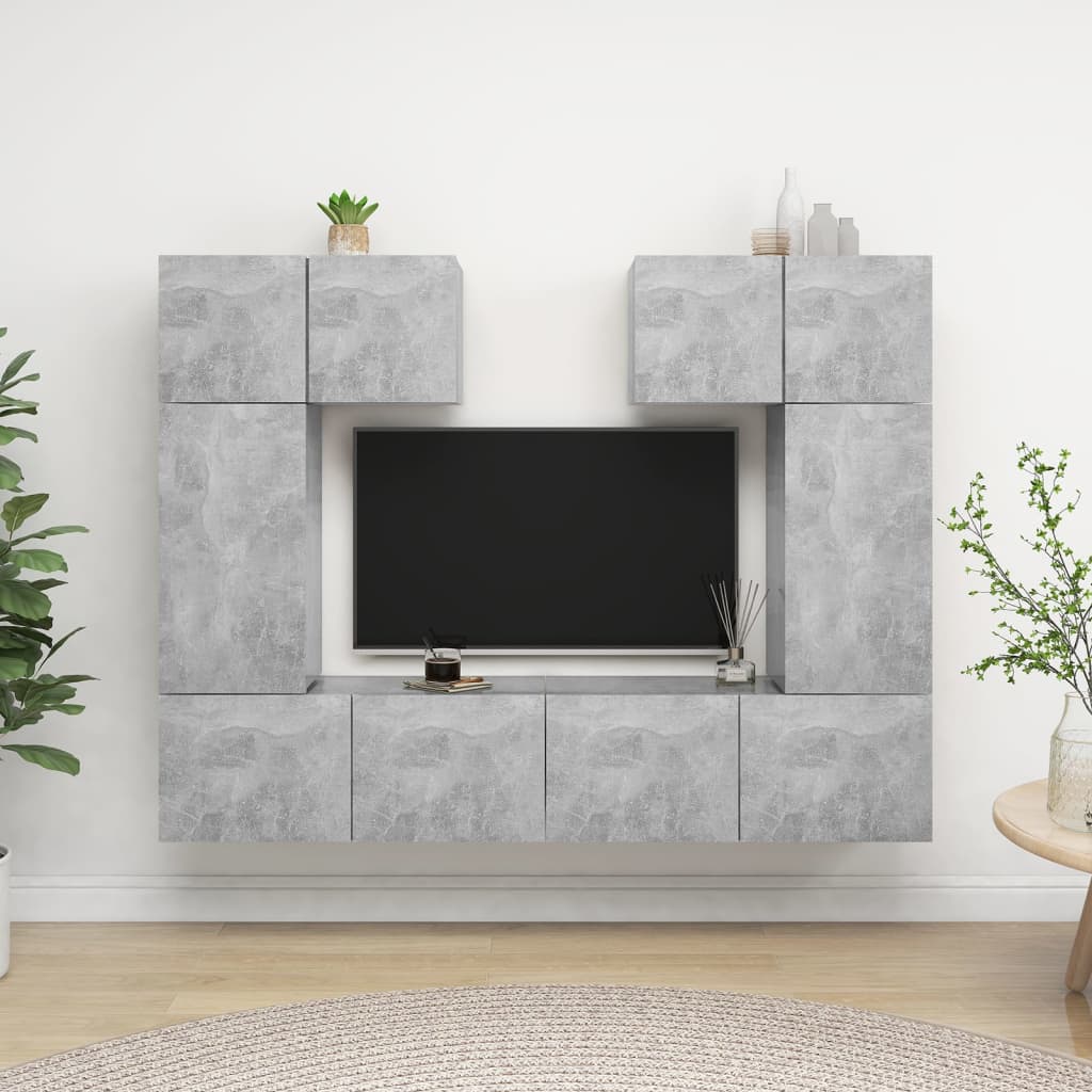 Berkfield 6 Piece TV Cabinet Set Concrete Grey Engineered Wood