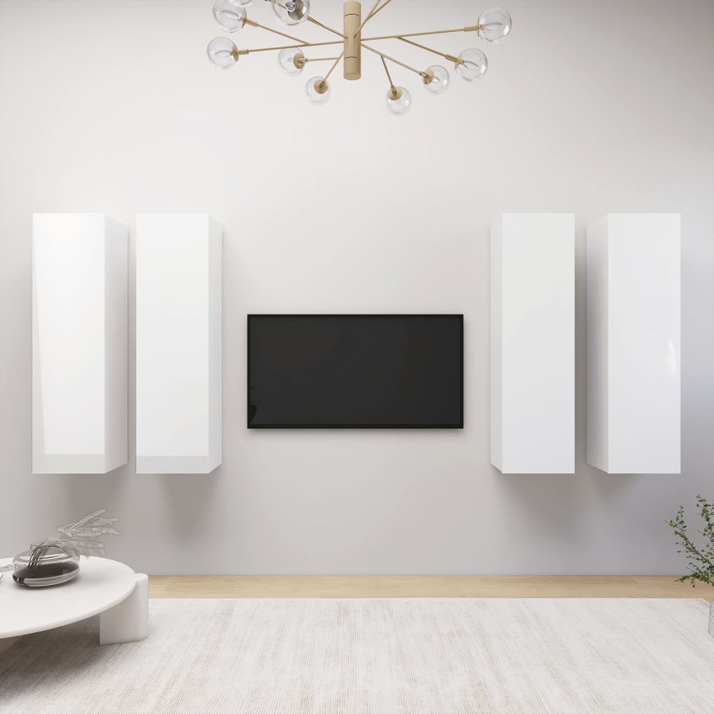 Berkfield TV Cabinets 4 pcs High Gloss White 30.5x30x110 cm Engineered Wood