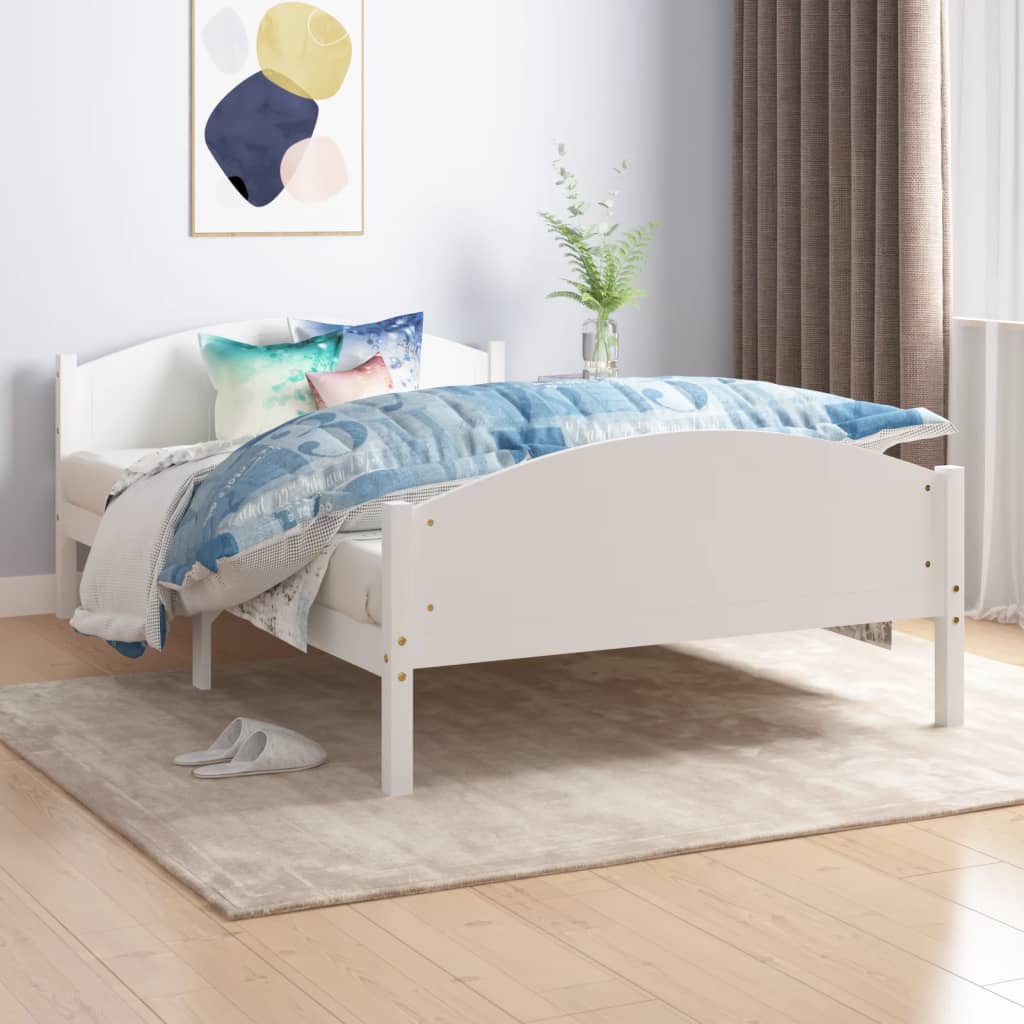 Berkfield Bed Frame White Solid Pine Wood 120x200 cm