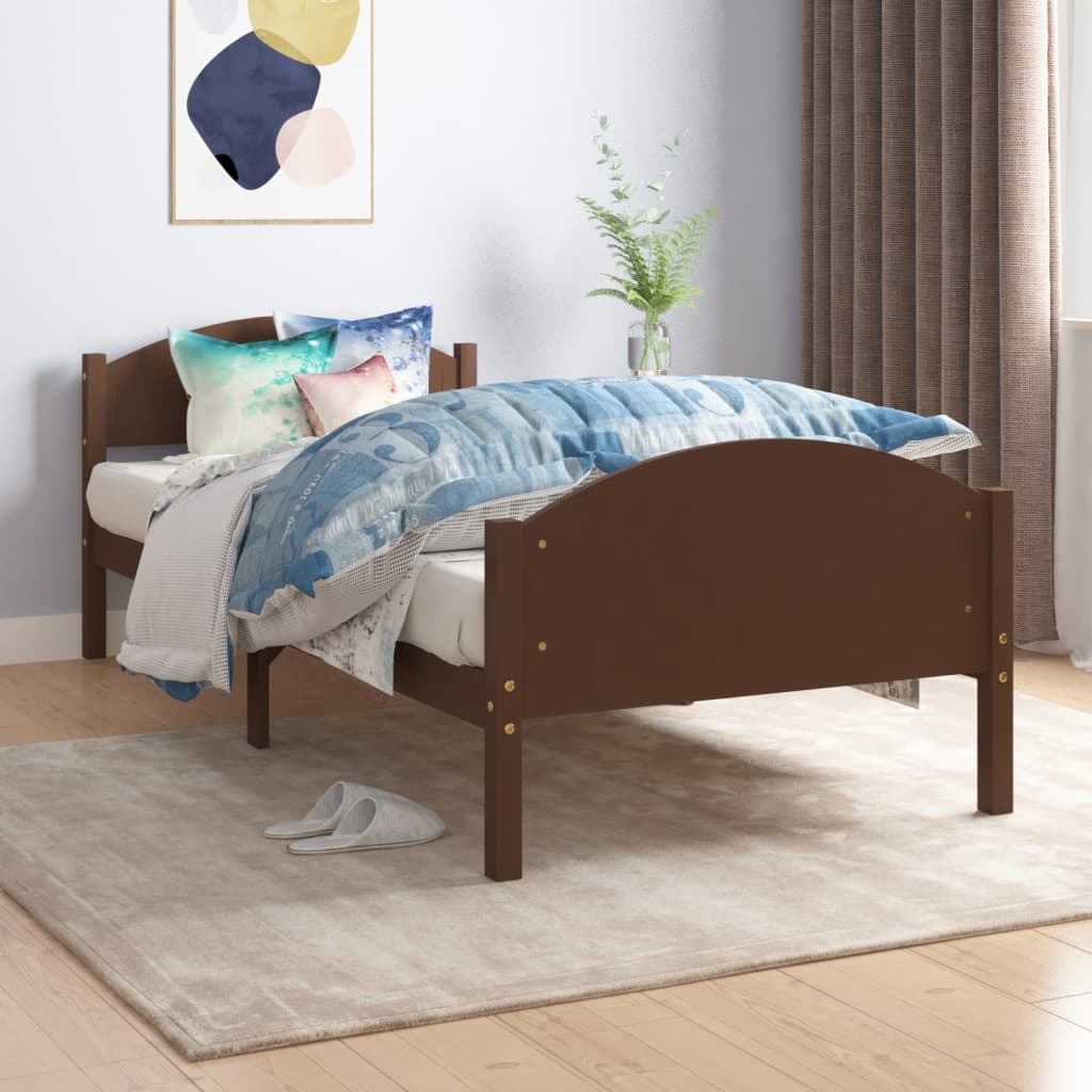 Berkfield Bed Frame Dark Brown Solid Pine Wood 100x200 cm