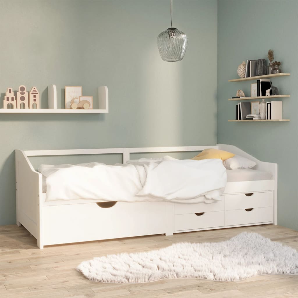 Berkfield 3-Seater Day Bed with Drawers White Solid Pinewood 90x200 cm