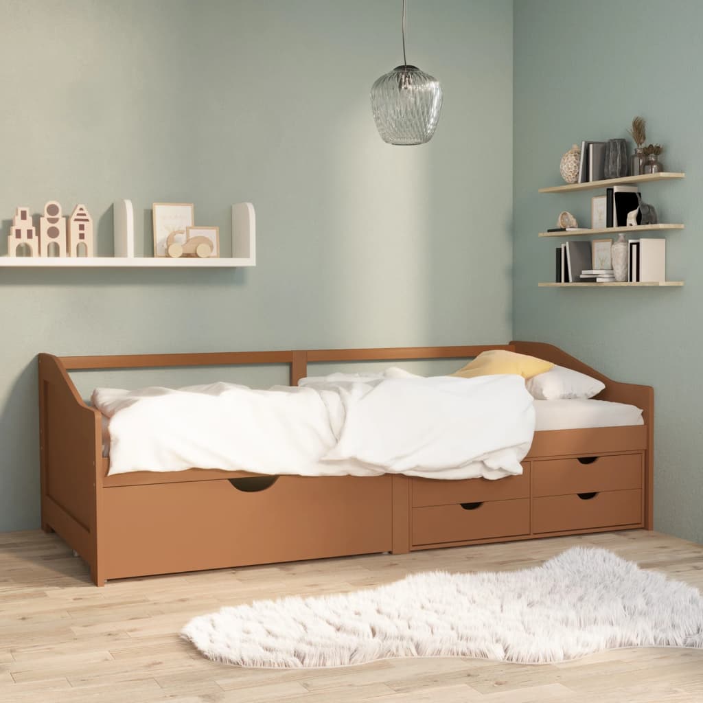 Berkfield 3-Seater Day Bed with Drawers Honey Brown Solid Pinewood 90x200 cm