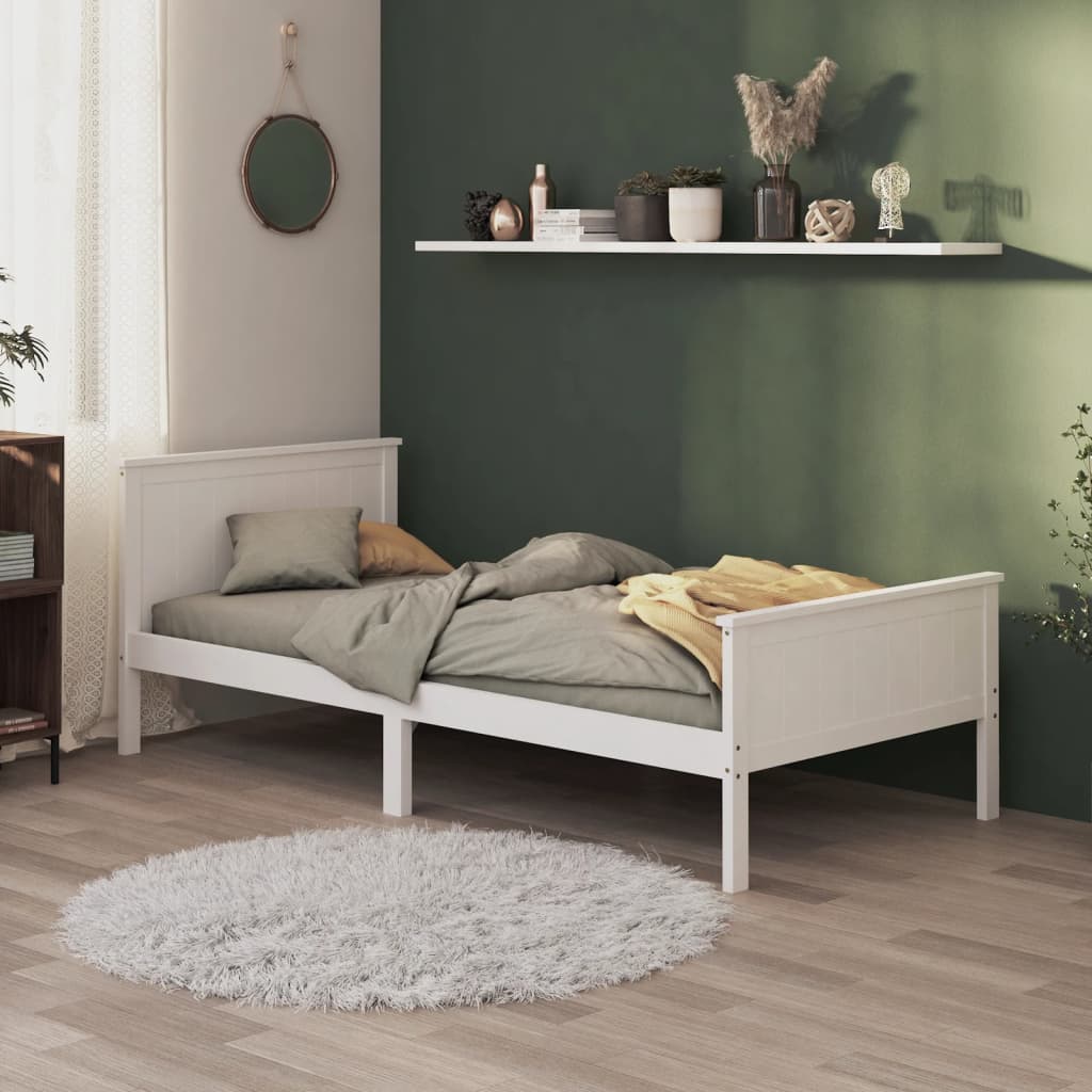 Berkfield Bed Frame White Solid Wood Pine 90x200 cm