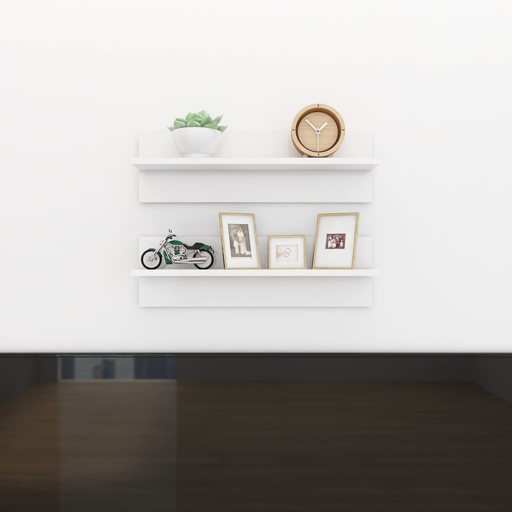 Berkfield Wall Shelf 2 pcs High Gloss White 60x11.5x18cm Engineered Wood