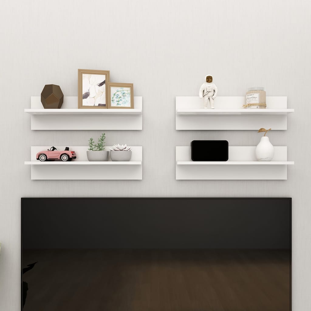Berkfield Wall Shelf 4 pcs High Gloss White 60x11.5x18cm Engineered Wood