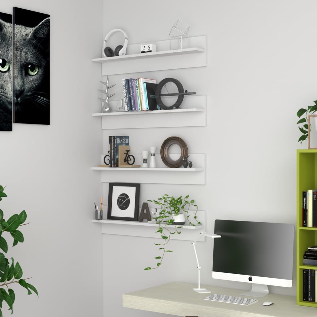 Berkfield Wall Shelf 4 pcs White 80x11.5x18 cm Engineered Wood