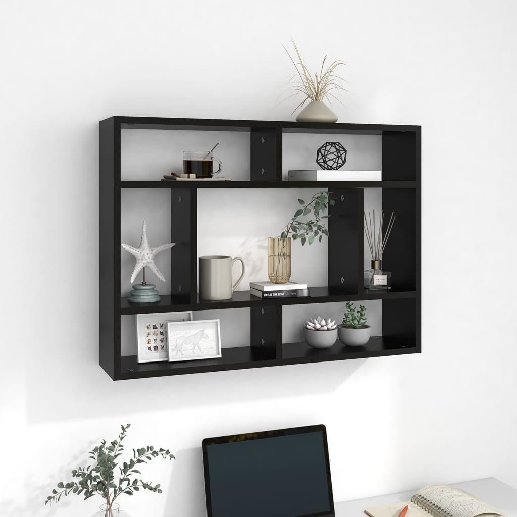 Berkfield Wall Shelf Black 75x16x55 cm Engineered Wood