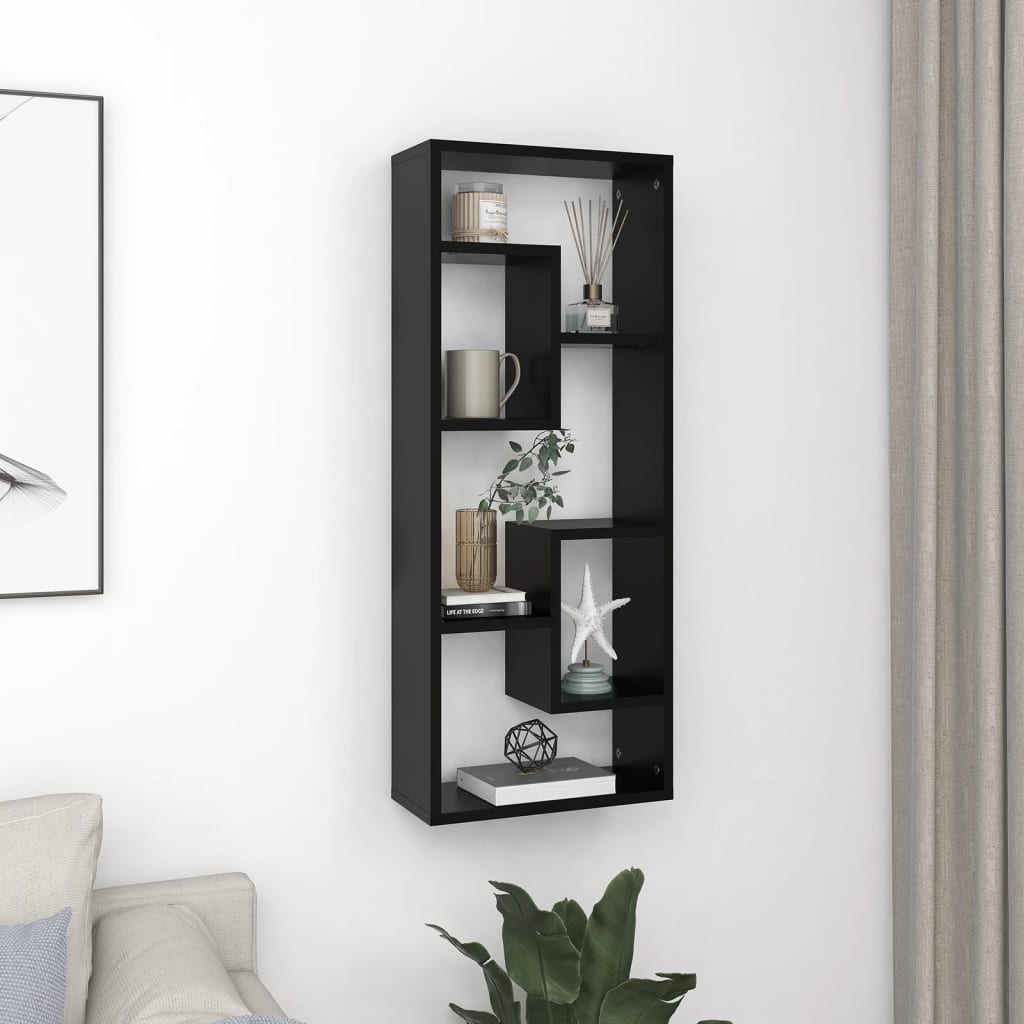 Berkfield Wall Shelf Black 36x16x90 cm Engineered Wood