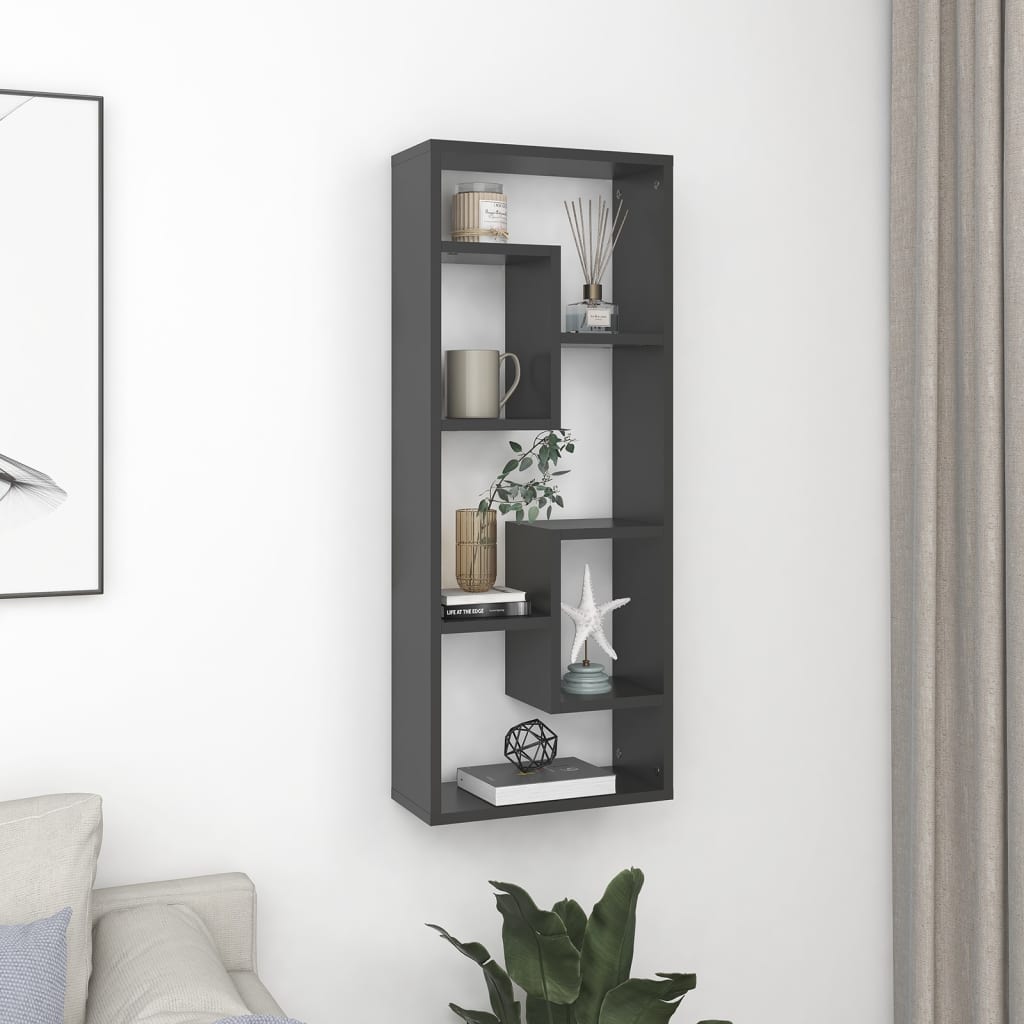 Berkfield Wall Shelf Grey 36x16x90 cm Engineered Wood