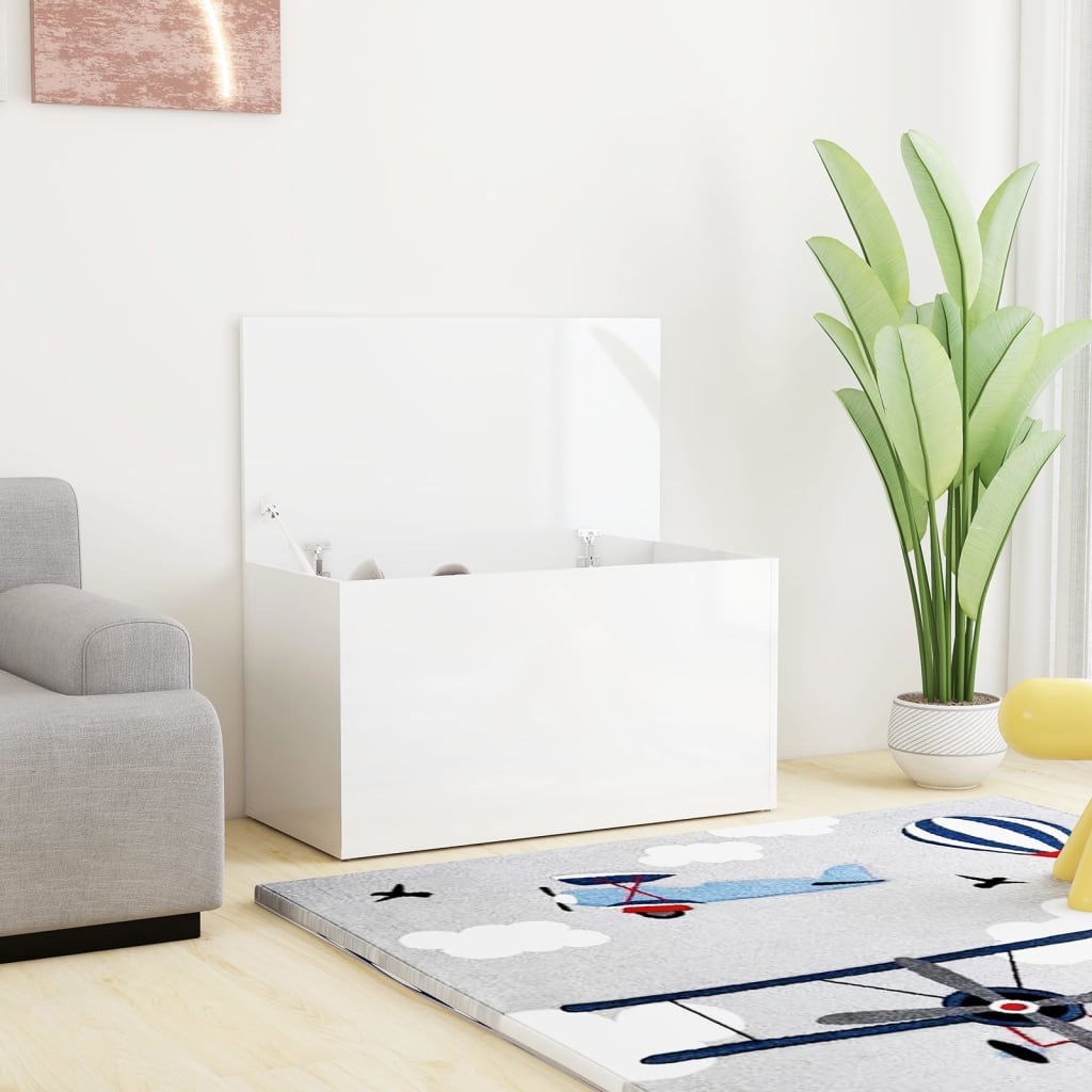 Berkfield Storage Chest High Gloss White 84x42x46 cm Engineered Wood