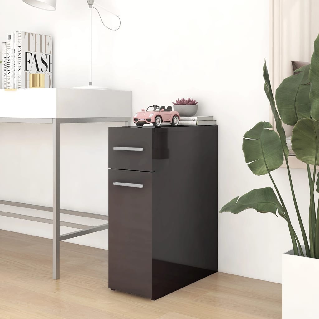 Berkfield Apothecary Cabinet High Gloss Grey 20x45.5x60 cm Engineered Wood