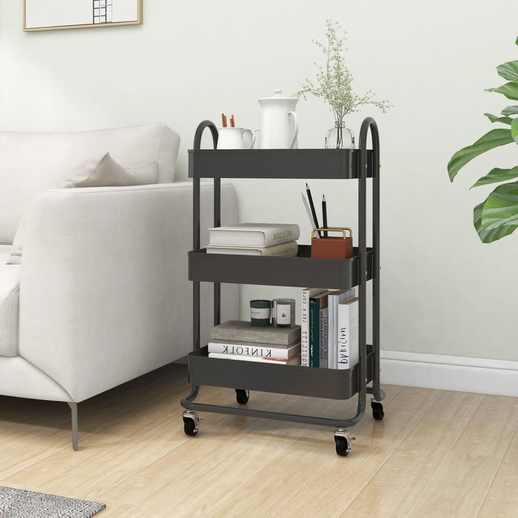 Berkfield 3-Tier Trolley Anthracite 43x34x79 cm Steel